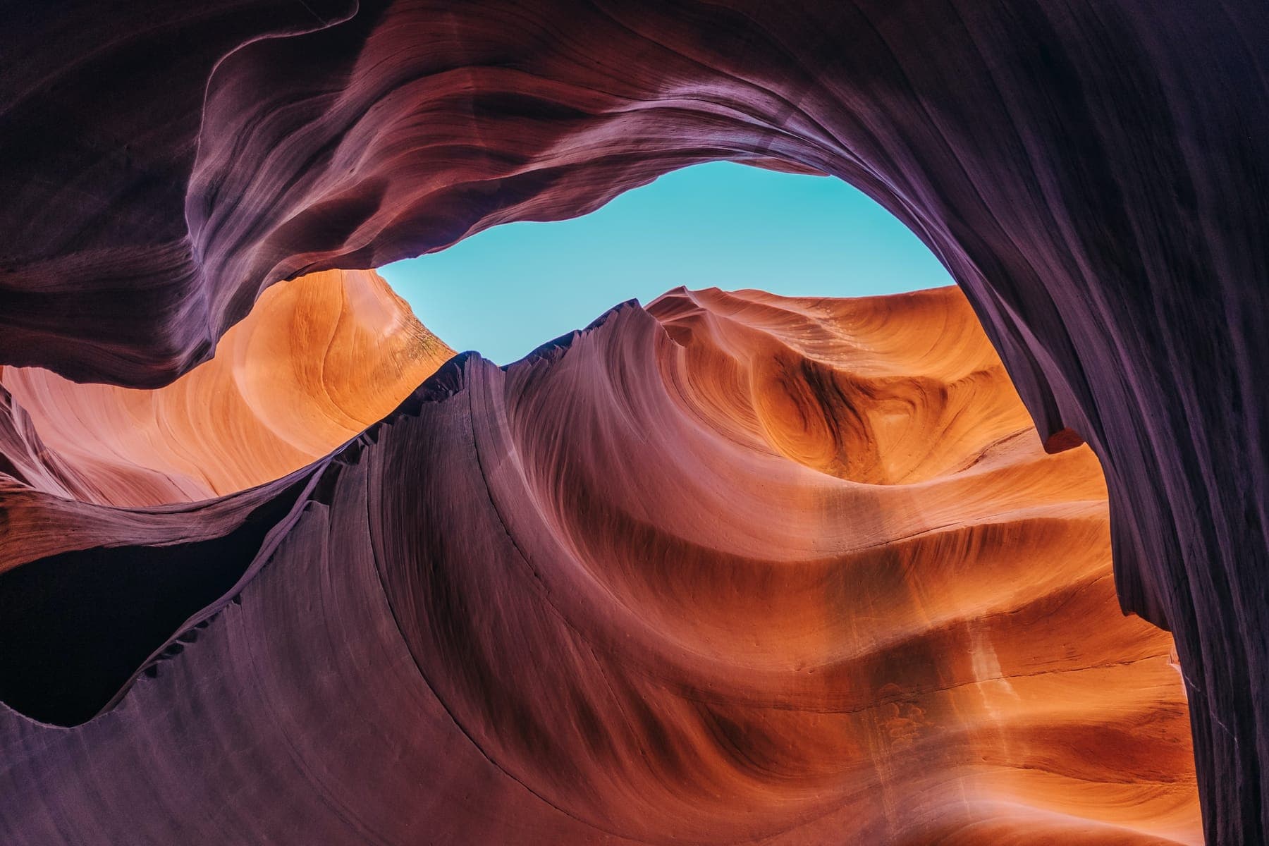 Sculpted sandstone curves inside an ancient desert canyon